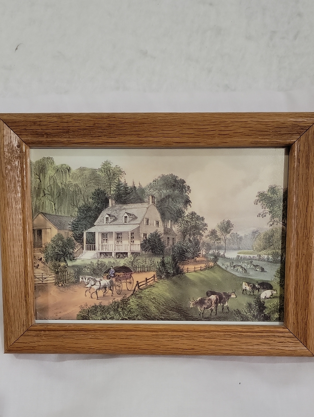 Vintage Currier & Ives Print American Homestead -Summer- Wood Frame